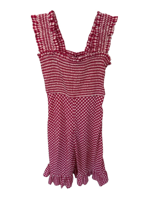 Ganni Size 38 Magenta & White Recycled Polyester Blend Sleeveless Gingham Dress Magenta & White / 38