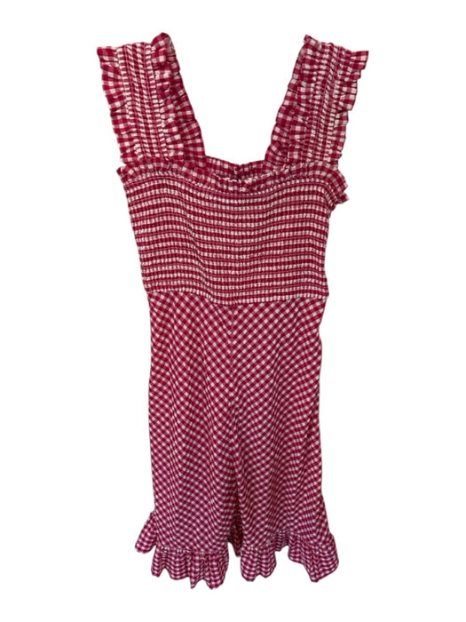 Ganni Size 38 Magenta & White Recycled Polyester Blend Sleeveless Gingham Dress Magenta & White / 38