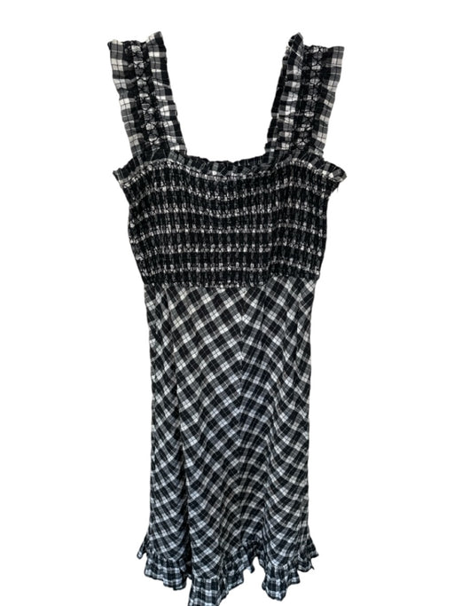 Ganni Size 38 Black & White Recycled Polyester Blend Sleeveless Gingham Dress Black & White / 38
