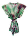 Marie Oliver Size S Green & Purple Silk Blend Short Sleeve Tie Dye Belted Dress Green & Purple / S