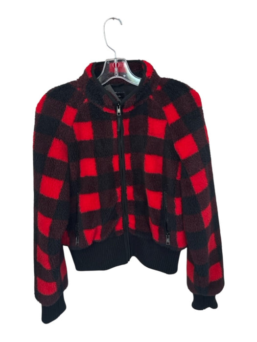 Mother Size S Red & Black Polyester Long Sleeve Buffalo Check Bomber Jacket Red & Black / S