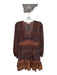 Ulla Johnson Size 4 Rust & Brown Print Silk Blend Long Aztec Side Zip Dress Rust & Brown Print / 4