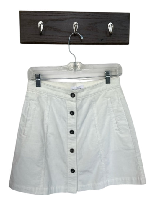 Bella Dahl Size 26 Ivory Corduroy High Waist Buttons Mini Skirt Ivory / 26