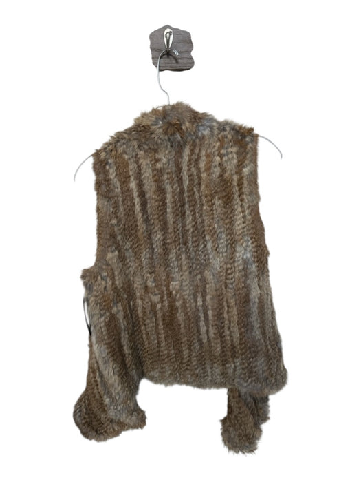Size Est S Brown & Tan Rabbit Fur Open Front Vest Brown & Tan / Est S
