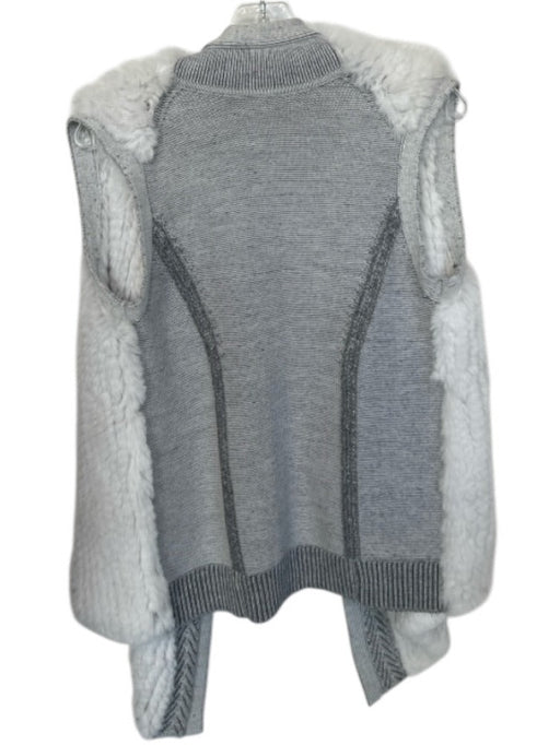 Vince Size S Gray & White Wool & Fur Rabbit Fur Open Front Vest Gray & White / S