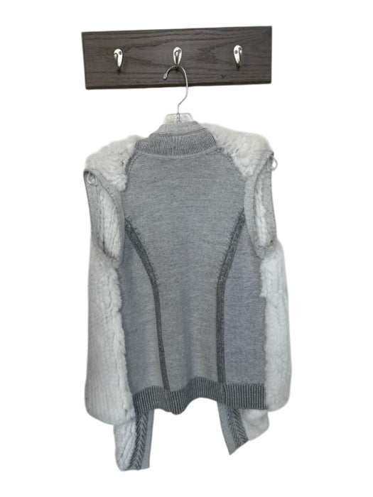 Vince Size S Gray & White Wool & Fur Rabbit Fur Open Front Vest Gray & White / S