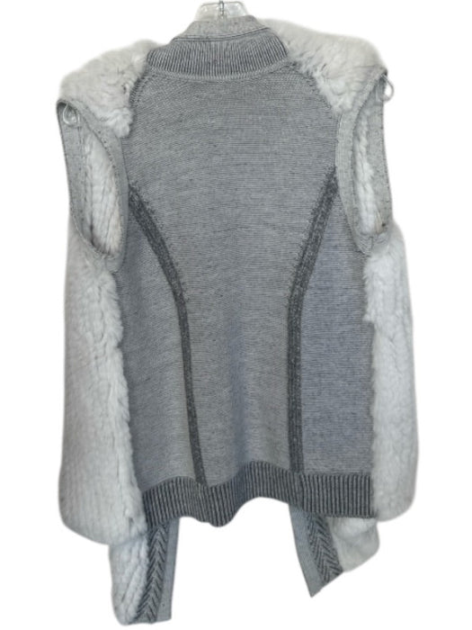 Vince Size S Gray & White Wool & Fur Rabbit Fur Open Front Vest Gray & White / S
