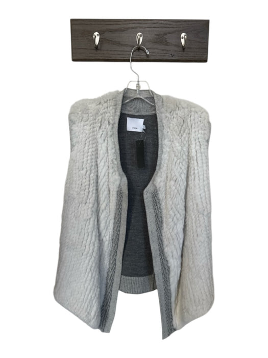 Vince Size S Gray & White Wool & Fur Rabbit Fur Open Front Vest Gray & White / S