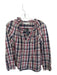 XiRENA Size S Red & Taupe Cotton Long Balloon Sleeve Plaid V Neck Top Red & Taupe / S