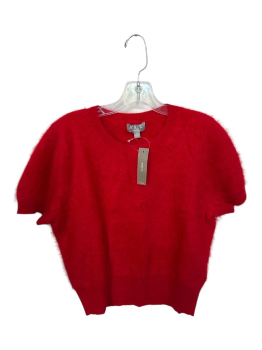 J. Crew Size M Red Cashmere Brushed Short Sleeve Sweater Red / M