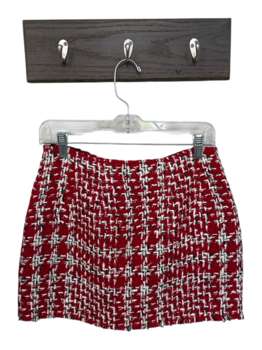 Rag & Bone Size 4 Red & White Wool Blend Tweed Snap buttons Faux Leather Skirt Red & White / 4
