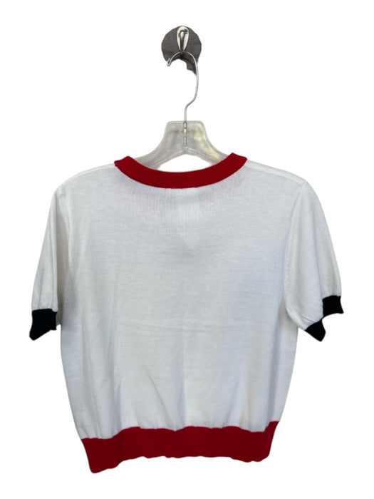 Queen of Sparkles Size XS White & Red Cotton Blend Short Sleeve UGA Top White & Red / XS