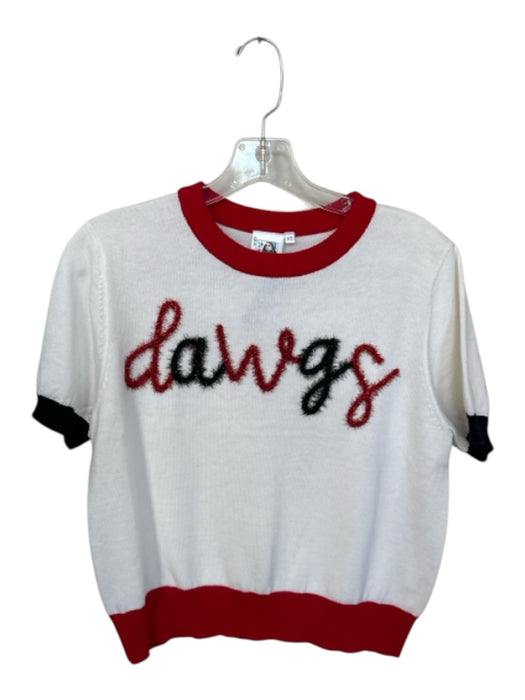 Queen of Sparkles Size XS White & Red Cotton Blend Short Sleeve UGA Top White & Red / XS