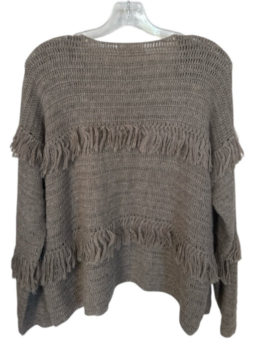 Ulla Johnson Size S Taupe Baby Alpaca Long Sleeve Fringe Knit Open Front Sweater Taupe / S