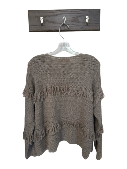 Ulla Johnson Size S Taupe Baby Alpaca Long Sleeve Fringe Knit Open Front Sweater Taupe / S