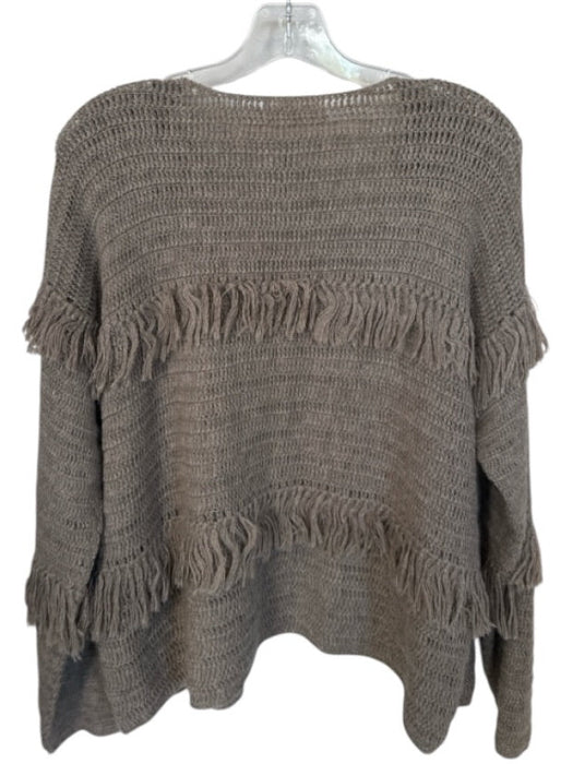 Ulla Johnson Size S Taupe Baby Alpaca Long Sleeve Fringe Knit Open Front Sweater Taupe / S