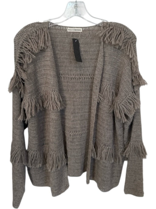 Ulla Johnson Size S Taupe Baby Alpaca Long Sleeve Fringe Knit Open Front Sweater Taupe / S