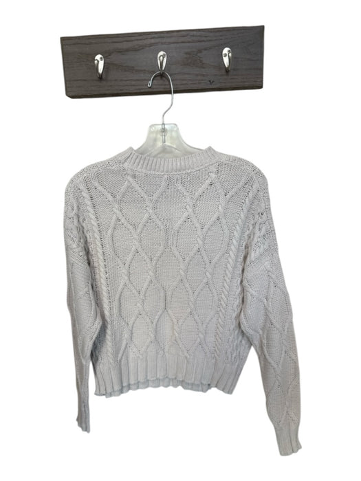 360 Sweater Size S Light Gray Cotton Long Sleeve Cable Knit Crew Neck Sweater Light Gray / S