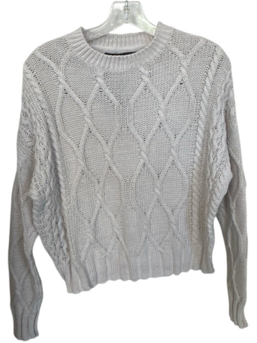 360 Sweater Size S Light Gray Cotton Long Sleeve Cable Knit Crew Neck Sweater Light Gray / S