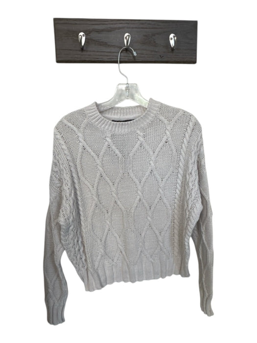 360 Sweater Size S Light Gray Cotton Long Sleeve Cable Knit Crew Neck Sweater Light Gray / S