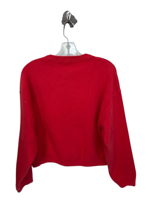 White + Warren Size S Red Organic Cotton Long Sleeve Crew Neck Sweatshirt Red / S