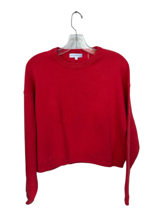 White + Warren Size S Red Organic Cotton Long Sleeve Crew Neck Sweatshirt Red / S