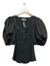 Ulla Johnson Size S Black Cotton Short Balloon Sleeve Ribbed Buttons Top Black / S