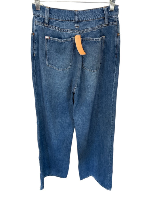 Alice & Olivia Size 31 Med Dark Wash Cotton Blend High Waist Wide Leg Jeans Med Dark Wash / 31