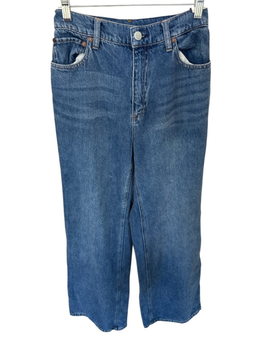 Alice & Olivia Size 31 Med Dark Wash Cotton Blend High Waist Wide Leg Jeans Med Dark Wash / 31
