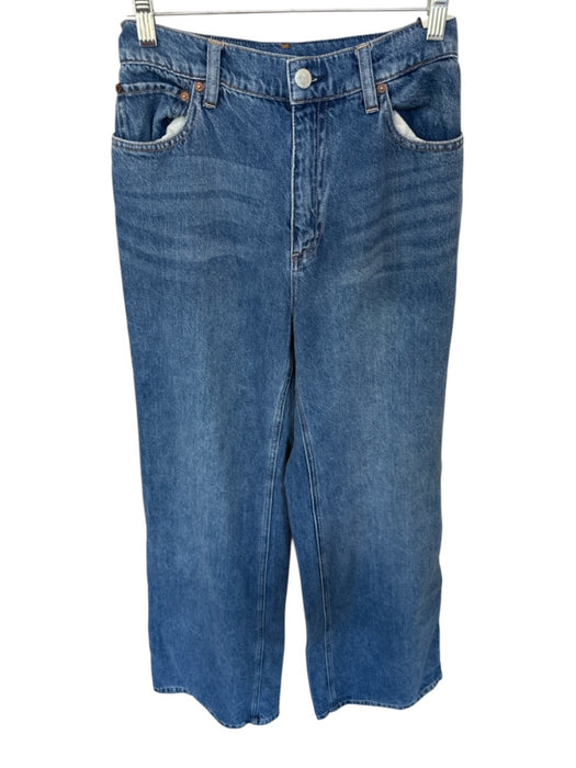Alice & Olivia Size 31 Med Dark Wash Cotton Blend High Waist Wide Leg Jeans Med Dark Wash / 31