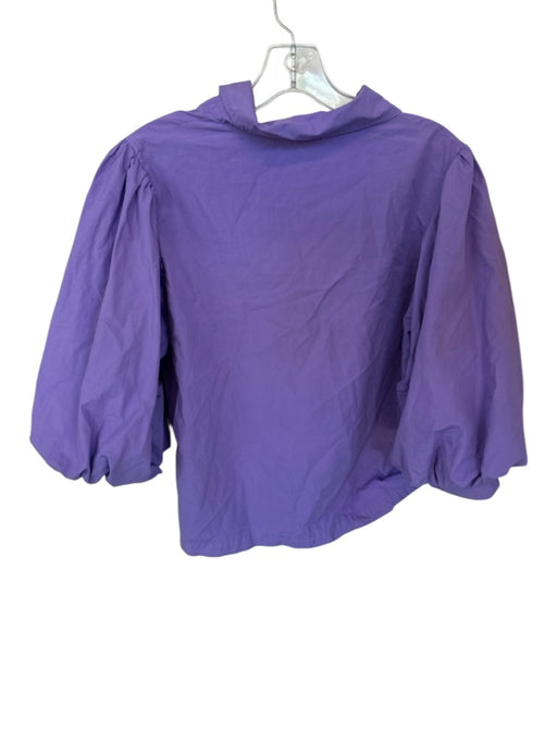 Stateside Size M Purple Cotton Long Balloon Sleeve Collar Button Down Top Purple / M