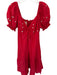 Size M Red & White Cotton Short Balloon Sleeve Cotton Back Midi Dress Red & White / M