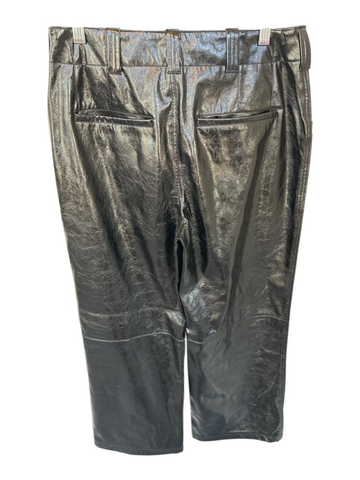 Free People Size 10 Black Vegan Leather Patent High Waist Wide Leg Pants Black / 10