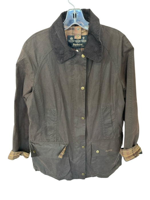 Barbour Size 10 Brown & Tan Coated Canvas Corduroy Collar Full ZIp Jacket Brown & Tan / 10