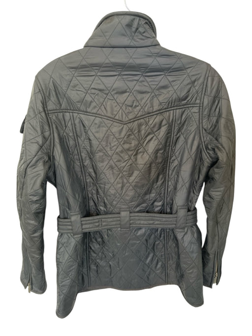 Barbour Size 8 Black Fleece Lined Quilted Belted Full Zip Jacket Black / 8