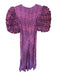 Celia B Size L purple & pink Viscose Blend Short Balloon Sleeve Checkered Dress purple & pink / L