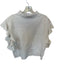 Alice & Olivia Size Est L Ivory Viscose Blend Mock Collar Flutter Sleeve Top Ivory / Est L