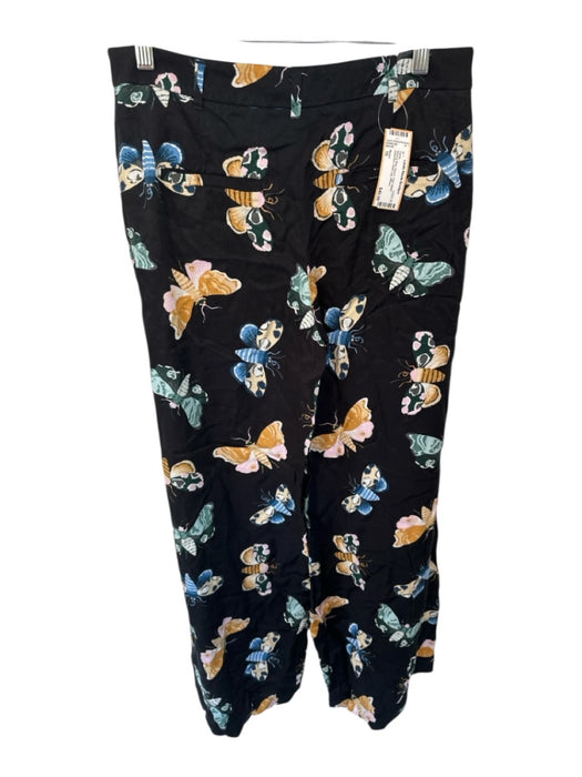 Maeve Size 10 Black & Blue Rayon High Waist Butterflies Wide Leg Pants Black & Blue / 10