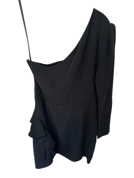 Lovers + Friends Size M Black One Long Sleeve Ruffle Sides Side Zip Dress Black / M