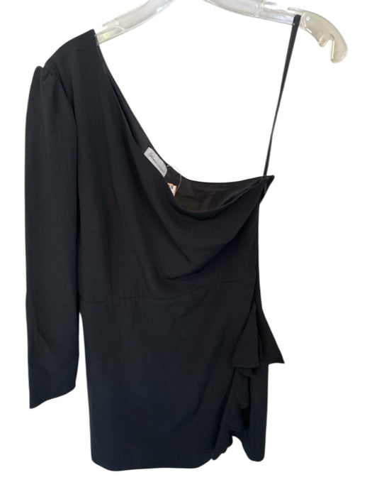 Lovers + Friends Size M Black One Long Sleeve Ruffle Sides Side Zip Dress Black / M
