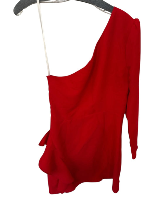 Lovers + Friends Size M Red One Long Sleeve Ruffle Sides Side Zip Dress Red / M