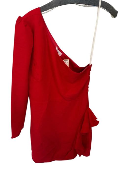 Lovers + Friends Size M Red One Long Sleeve Ruffle Sides Side Zip Dress Red / M