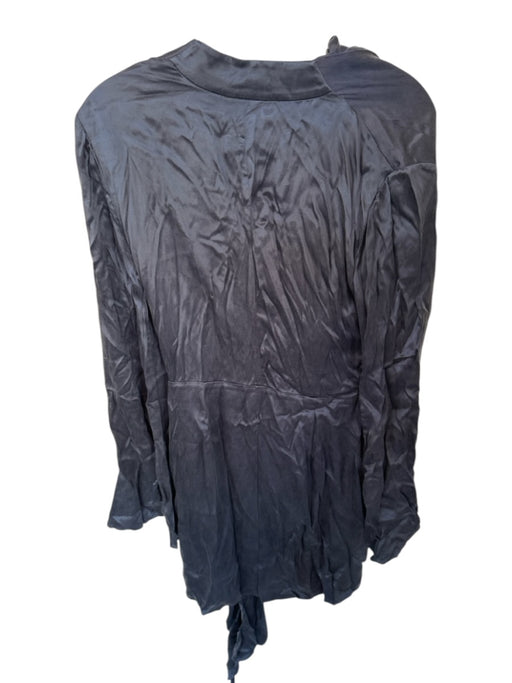 Acler Size 8 Midnight Navy Cupro Long Sleeve Pleat Detail Dress Midnight Navy / 8