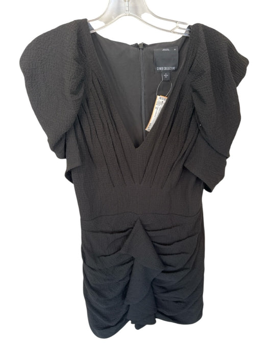 C/Meo Collective Size M Black Polyester Blend Textured Gathered Front Dress Black / M