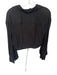 Alice & Olivia Size M Black Viscose Long Sleeve Collar Drawstring Waist Top Black / M