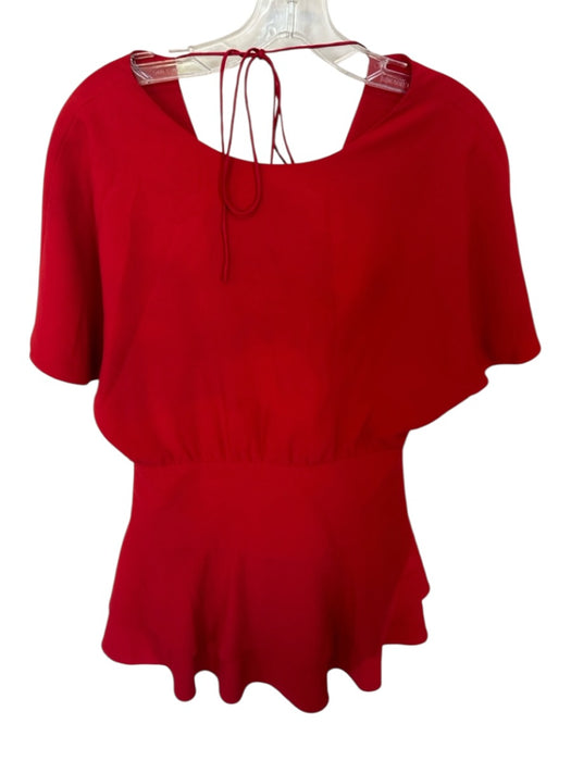 Alice & Olivia Size 6 Red Viscose Short Sleeve Back Tie Back Zip Dress Red / 6