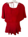 Alice & Olivia Size 6 Red Viscose Short Sleeve Back Tie Back Zip Dress Red / 6