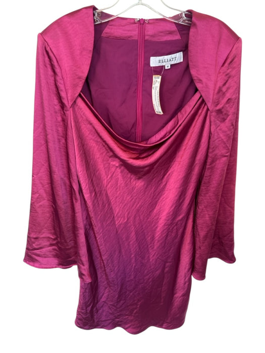 Elliatt Size M Magenta Shoulder Pad Cowl Neck Long Sleeve Back Zip Dress Magenta / M