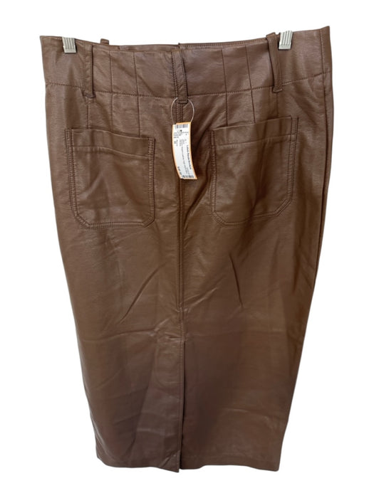 Maeve Size M Brown Vegan Leather High Waist Maxi Skirt Brown / M