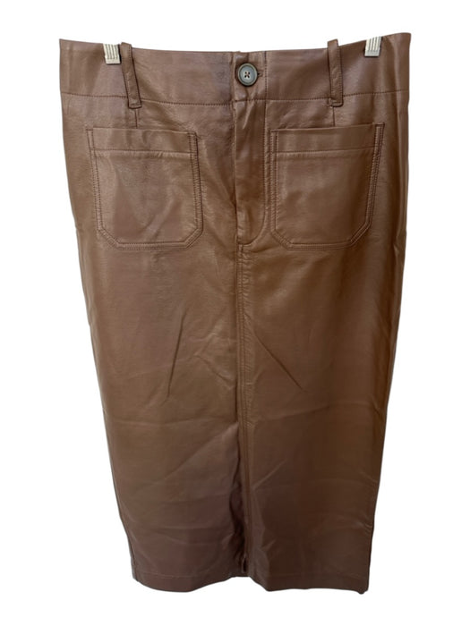 Maeve Size M Brown Vegan Leather High Waist Maxi Skirt Brown / M